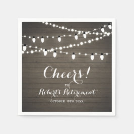 木素朴材&ストリングライト退職パーティー スタンダードカクテルナプキン