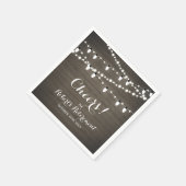 木素朴材&ストリングライト退職パーティー スタンダードカクテルナプキン (角)