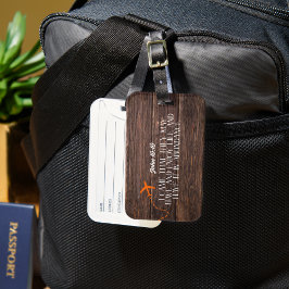 木素朴材 – バイブル・バース付きオレンジ飛行機 ラゲッジタグ
