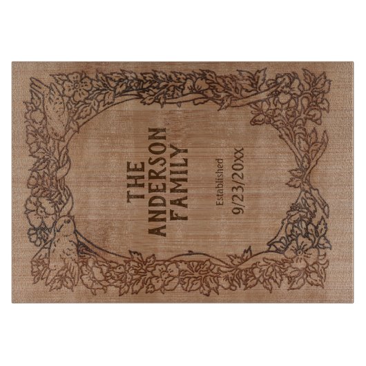 木素朴材「レーザー刻印」結婚記念日 カッティングボード (正面)