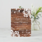 木素朴材 |レースブライダルシャワー 招待状 (スタンド正面)