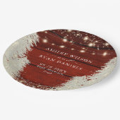 木素朴材 |文字列ライト |木結婚の ペーパープレート (アングル)