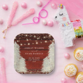 木素朴材 |文字列ライト |木結婚の ペーパープレート (パーティー)