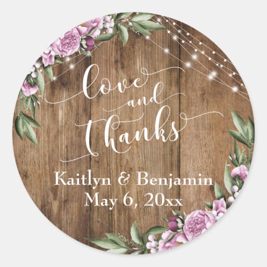 木素朴材、白い光、花の愛と感謝してい ラウンドシール (正面)