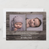 木素朴材 | Burlap男の赤ちゃんフォト誕生A 案内状 (裏面)