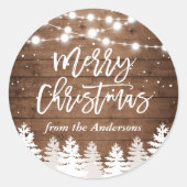 木素朴松の木クリスマスストリングライト ラウンドシール (正面)