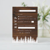 木素朴松の木秋秋の冬の結婚式 出欠カード (スタンド正面)