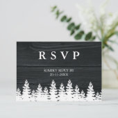 木素朴松の木秋秋の冬の結婚式 出欠カード (スタンド正面)