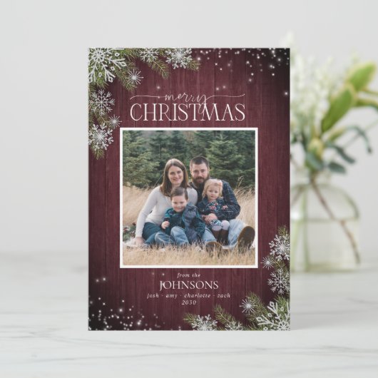 木素朴松の雪片メリー家族写真 シーズンカード (スタンド正面)