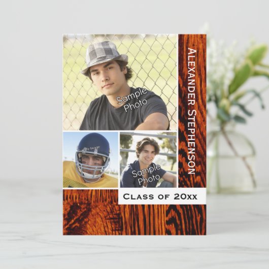 木素朴板の卒業 招待状 (スタンド正面)