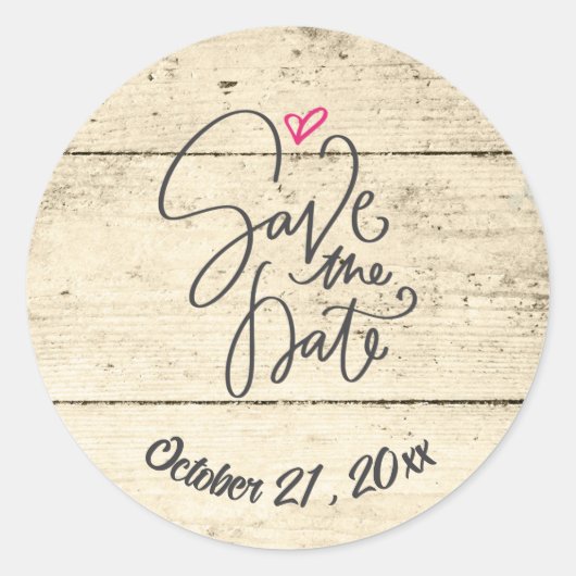 木素朴板の日付を保存 ラウンドシール (正面)