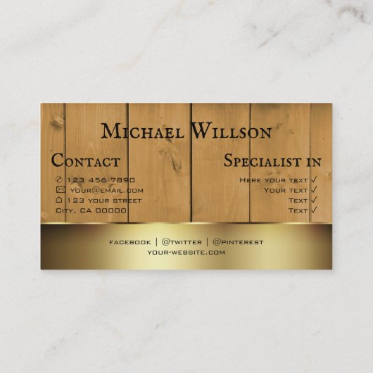 木素朴板金ゴールド付き木目縁ど 名刺 (裏面)