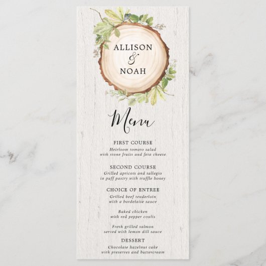 木素朴林と緑結婚のメニュー プログラム (正面)