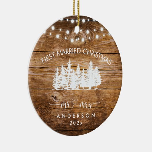 木素朴林ライトファースト結婚したクリスマス セラミックオーナメント (右)