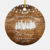 木素朴林ライトファースト結婚したクリスマス セラミックオーナメント (正面)