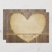 木素朴柵ボードハートありがとうご注意 サンキューカード (正面/裏面)