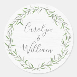 木素朴植物体葉結婚文具 ラウンドシール