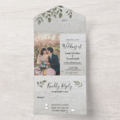 木素朴植物単線写真結婚ズ オールインワン招待状 (内側)