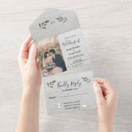 木素朴植物単線写真結婚ズ オールインワン招待状