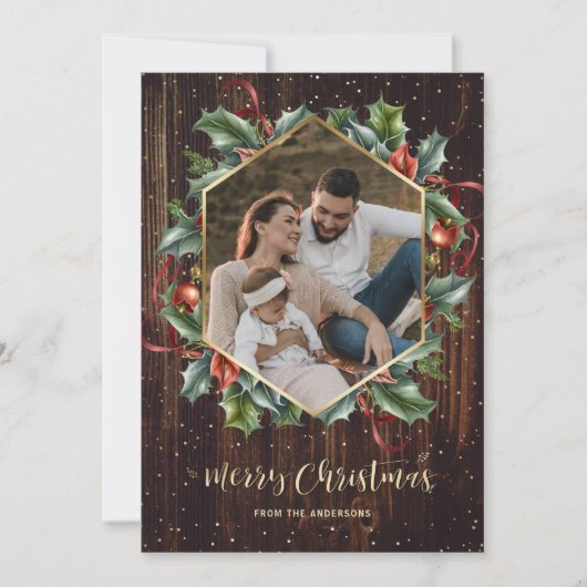 木素朴植物学リース写真クリスマスカード シーズンカード (正面)