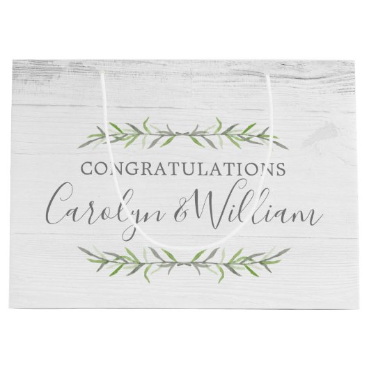 木素朴植物学結婚おめでとう ラージペーパーバッグ (正面)