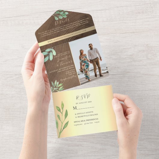 木素朴植物学結婚院 オールインワン招待状 (貼ってはがせる)