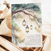 木素朴植物灯結婚灯 招待状