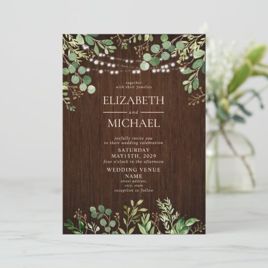 木素朴植物製弦灯写真結婚の 招待状 (スタンド正面)