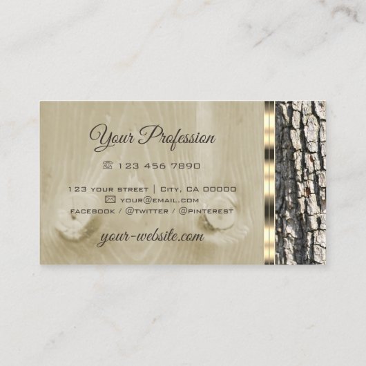 木素朴樹皮金ゴールド縁ど 名刺 (裏面)