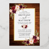 木素朴水カラーフローラ写真金ゴールド 箔招待状 (正面)