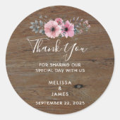 木素朴水彩花ありがとう結婚さん ラウンドシール (正面)