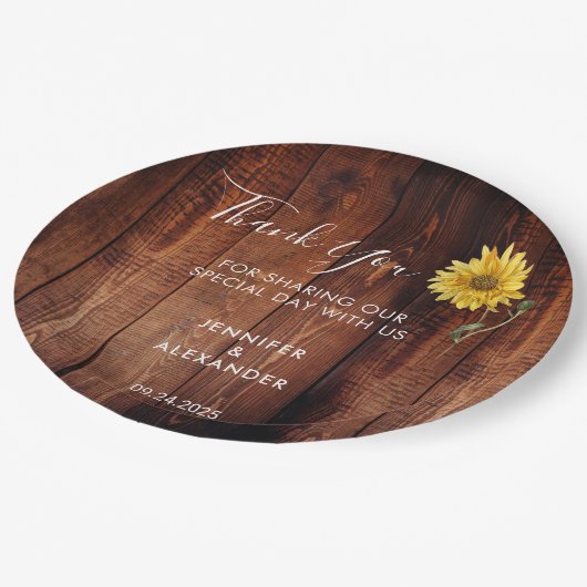 木素朴水色ひま結婚わ感謝していら ペーパープレート (アングル)