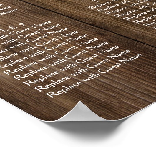 木素朴灯ウェディングレセプション座席表 ポスター (角)