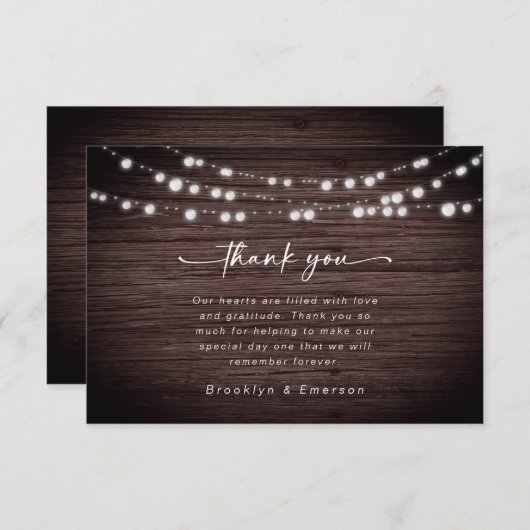 木素朴灯結婚の サンキューカード (正面/裏面)