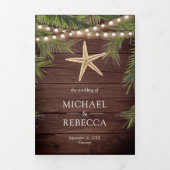 木素朴熱帯のパ離れメススタフィッ結婚ク 三つ折り招待状 (カバー)