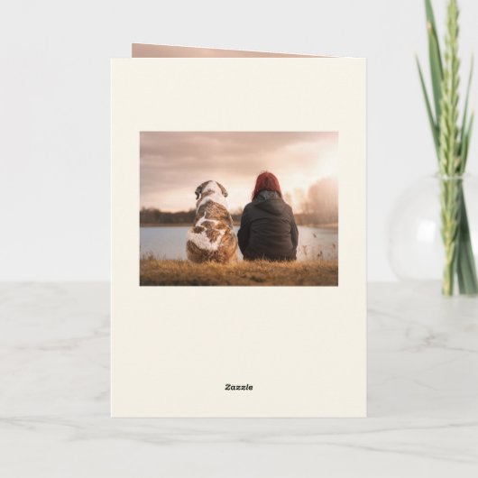 木素朴犬とオーナー写真メリークリスマス シーズンカード (裏面)