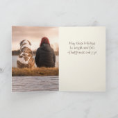 木素朴犬とオーナー写真メリークリスマス シーズンカード (内部)