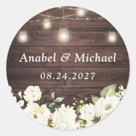 木素朴白の花メイソン瓶シール ラウンドシール