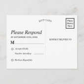 木素朴白バラ金ゴールド枠 | RSVPポストカード インビテーションポストカード (裏面)