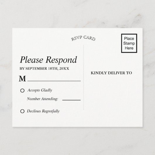 木素朴白バラ金ゴールド枠 | RSVPポストカード インビテーションポストカード (裏面)