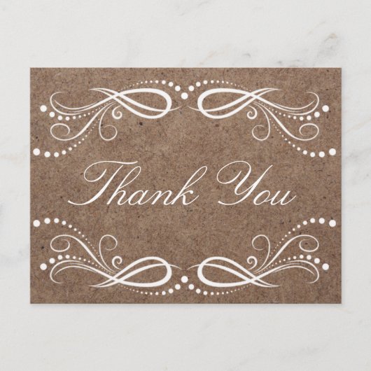 木素朴白フローラヴィンテージありがとう ポストカード (正面)