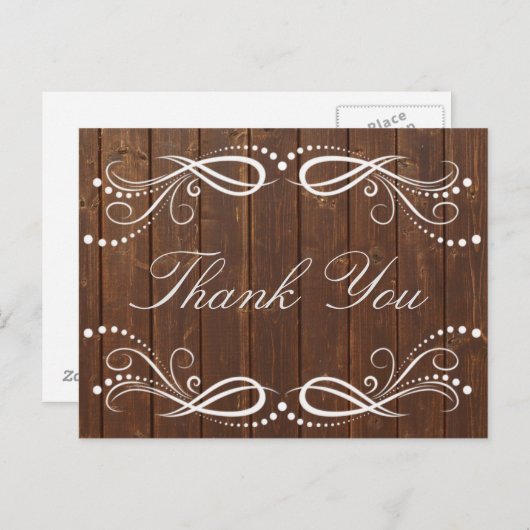 木素朴白フローラヴィンテージありがとう ポストカード (正面/裏面)