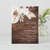 木素朴白ボホ結婚花 招待状 (スタンド正面)