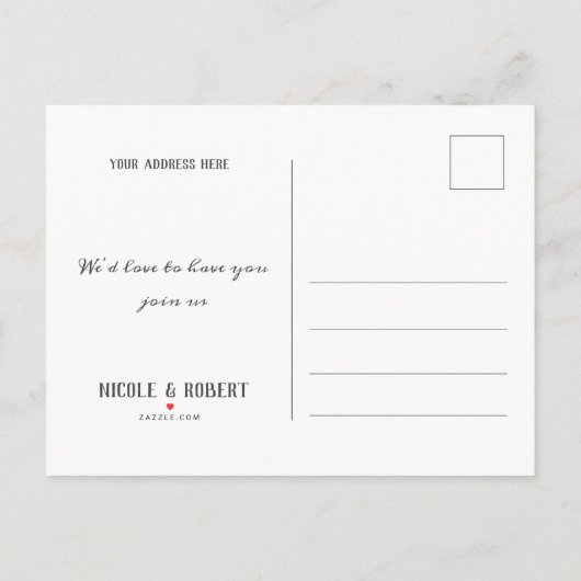 木素朴白レース結婚式の日付を保存 案内ポストカード (裏面)