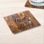 木素朴目の模様 スクエアペーパーコースター (アングル)