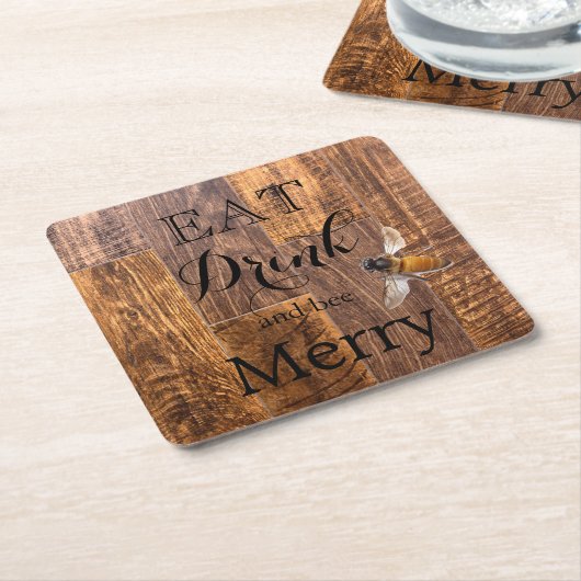 木素朴目の模様 スクエアペーパーコースター (アングル)