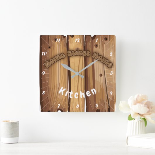 木素朴看板 スクエア壁時計 (ホーム)