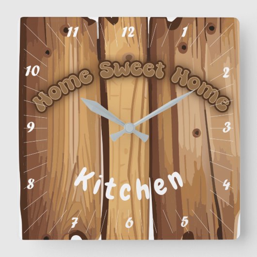 木素朴看板 スクエア壁時計 (正面)