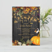 木素朴秋秋赤ちゃんシャワー性別リビール 招待状 (スタンド正面)