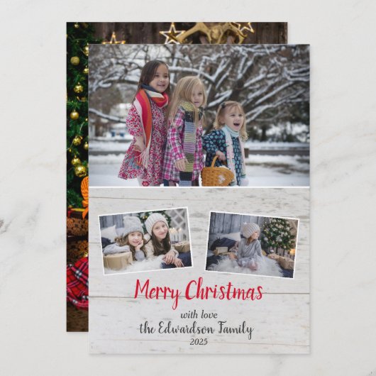 木素朴科の写真コラージュクリスマスカード (正面/裏面)